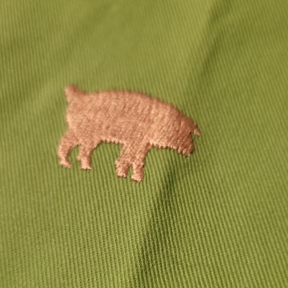 Mens 42 X 28 Green Pants with Pink Pigs Embroidery. Excellent Condition. - Picture 2 of 6